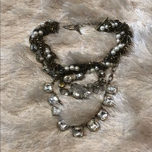 Pearl and rhinestone chunky necklace